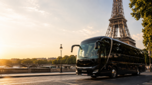 Luxury group transport Paris with modern coach and professional chauffeur